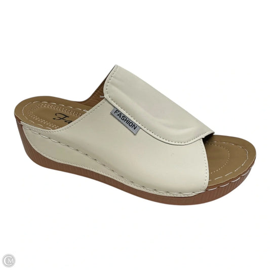 Sandals Heels Wedge By fashion In Cream, Size: 7.5
