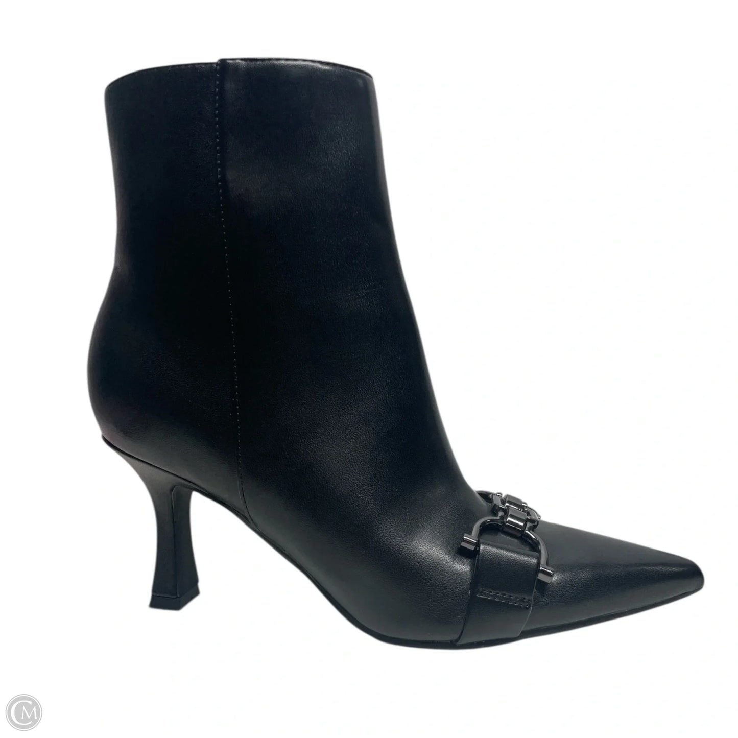 Boots Ankle Heels By Nine West In Black & Silver, Size: 6.5