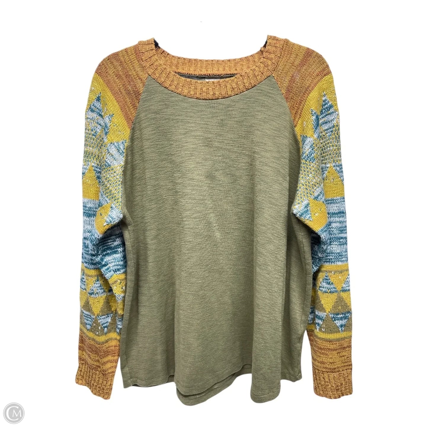 Sweatshirt Crewneck By Easel In Green & Yellow, Size: M