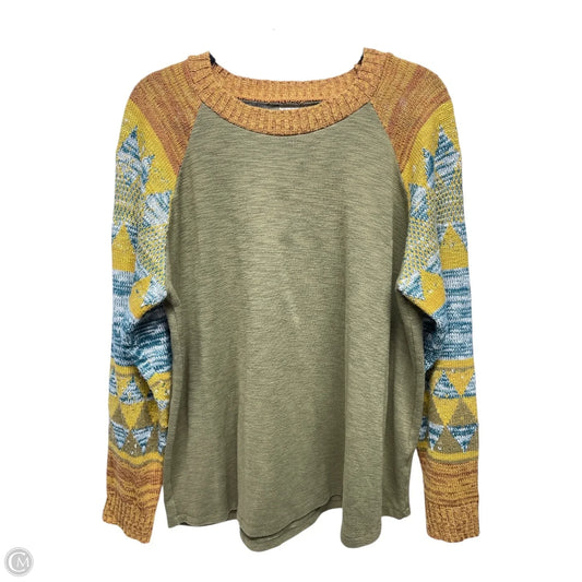 Sweatshirt Crewneck By Easel In Green & Yellow, Size: M