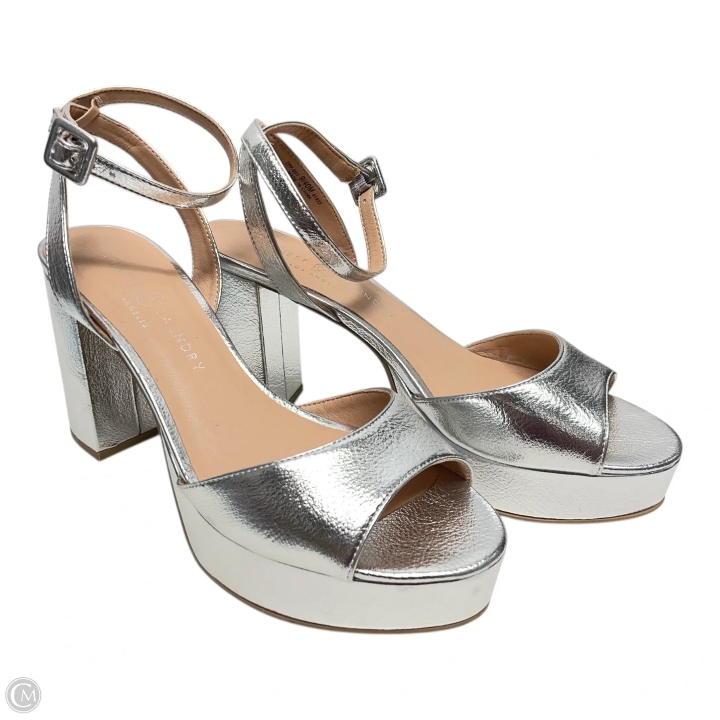 Sandals Heels Block By Chinese Laundry In Silver, Size: 9
