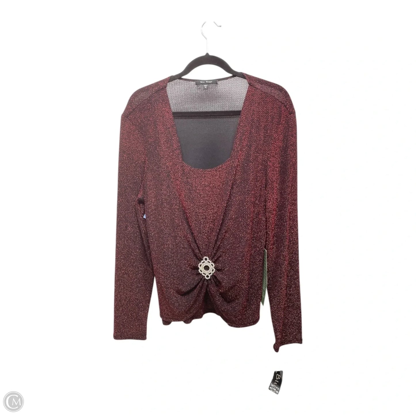 Top Long Sleeve By Blu Sage In Black & Red, Size: Xl
