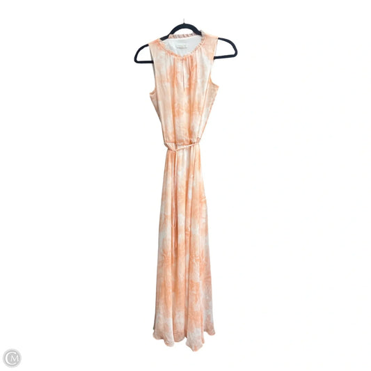 Dress Casual Maxi By Calvin Klein In Orange & White, Size: 4