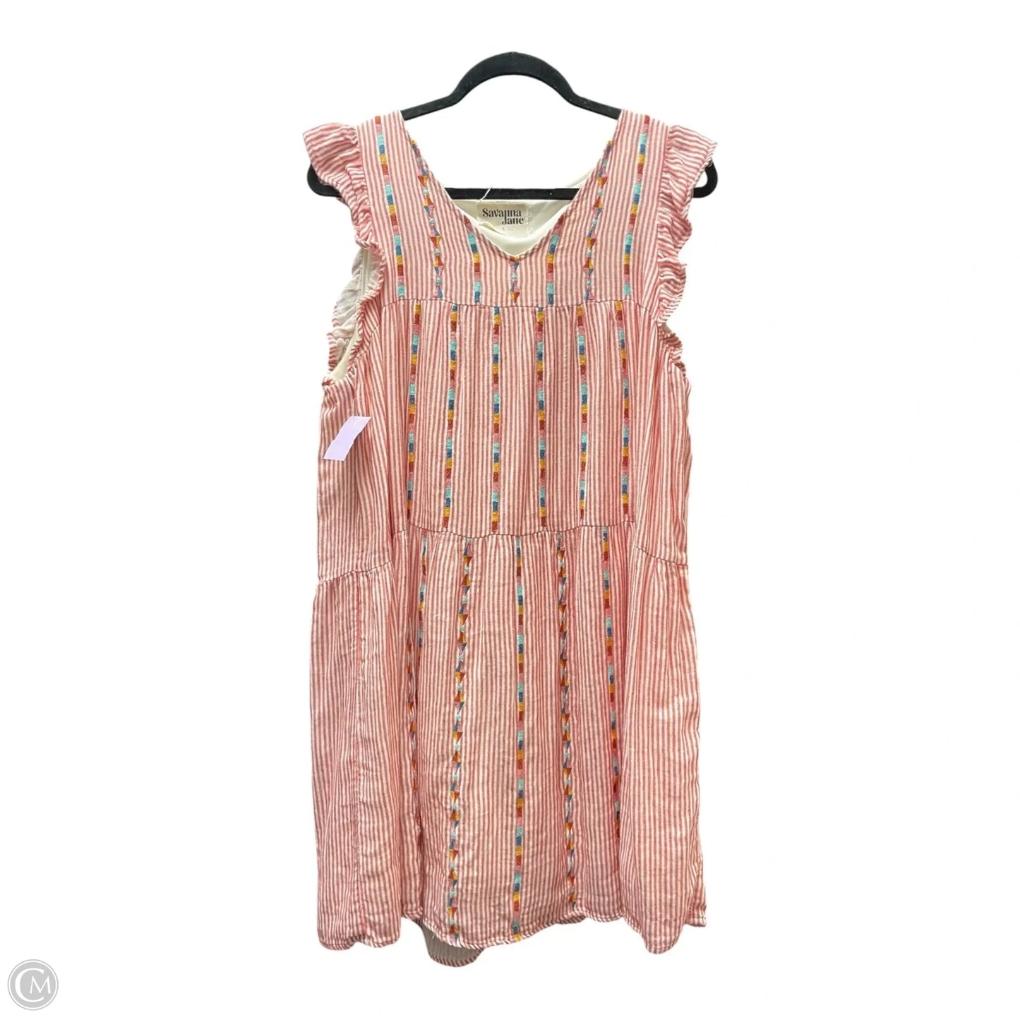 Dress Casual Short By Savanna Jane In Red & White, Size: L