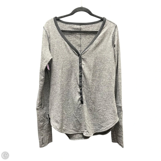 Athletic Top Long Sleeve Crewneck By Lululemon In Black & Grey, Size: L