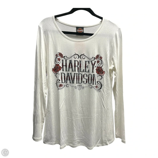 Top Long Sleeve By Harley Davidson In Red & White, Size: M