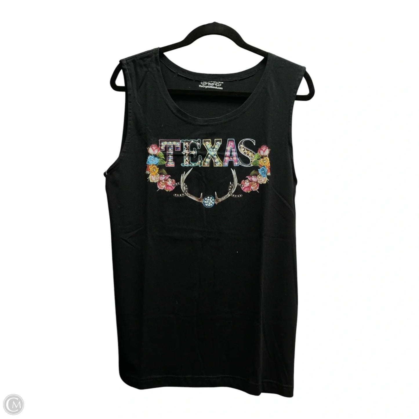 Top Sleeveless By The Crystal Ranch In Black & Blue, Size: M
