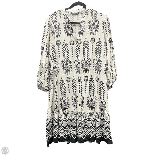 Dress Casual Short By Mlle Gabrielle In Black & Cream, Size: L