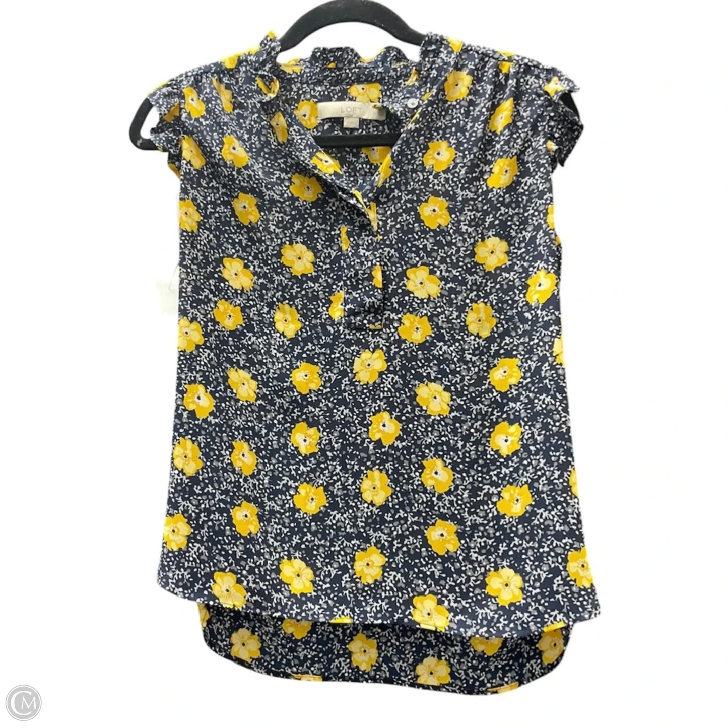 Top Short Sleeve By Loft In Blue & Yellow, Size: S