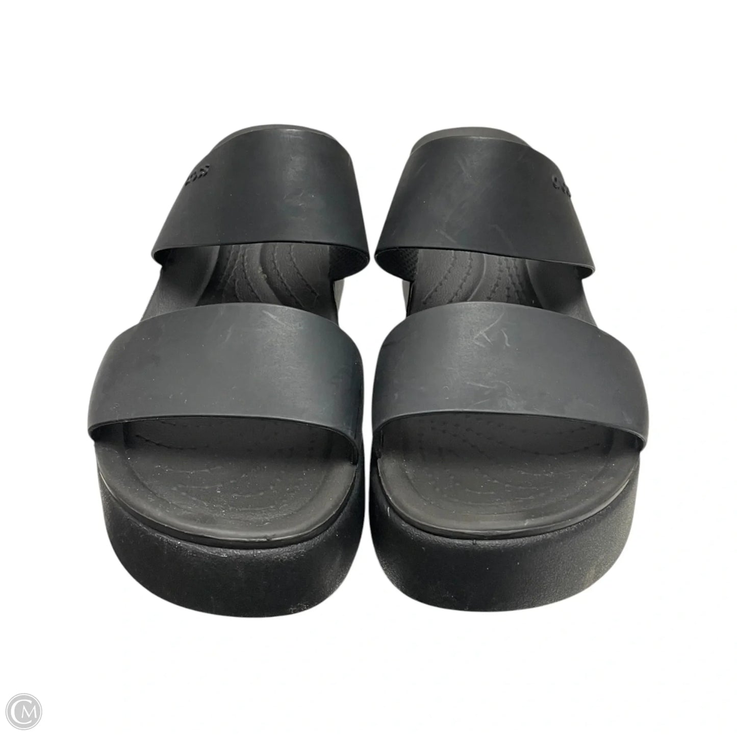 Sandals Heels Platform By Crocs In Black, Size: 6