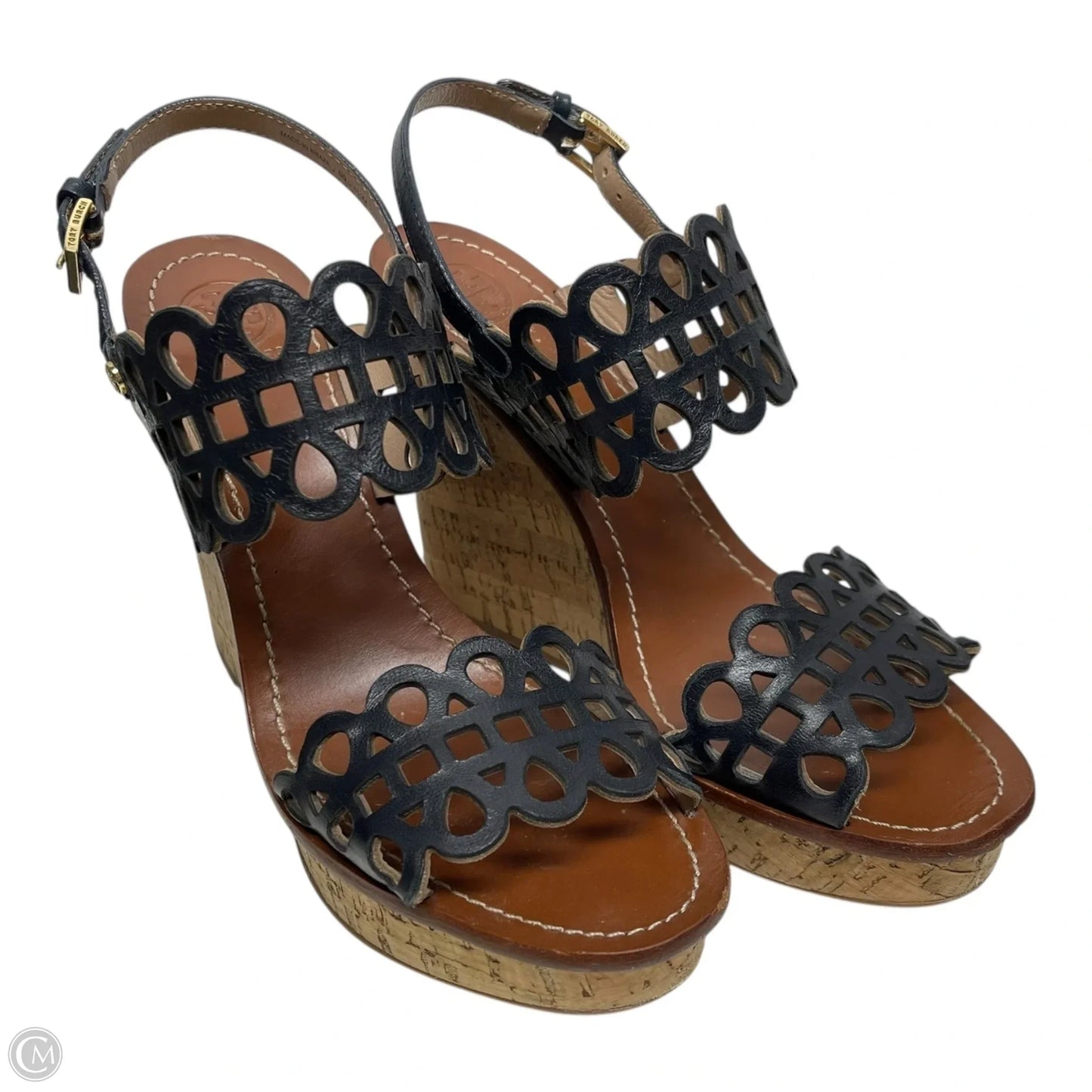 Sandals Designer By Tory Burch In Black & Brown, Size: 8.5