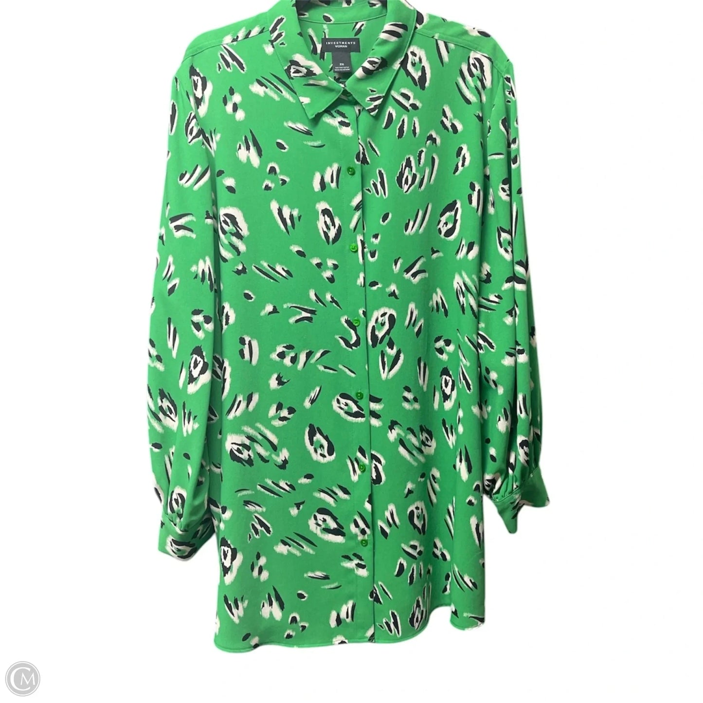 Blouse Long Sleeve By Investments In Leopard Print, Size: 2x