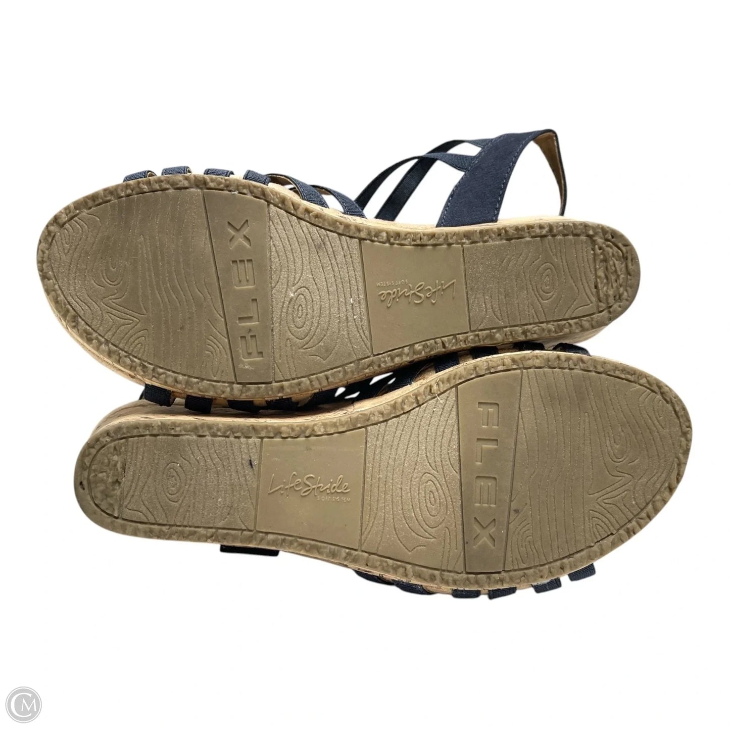 Sandals Heels Wedge By Life Stride In Navy, Size: 7.5