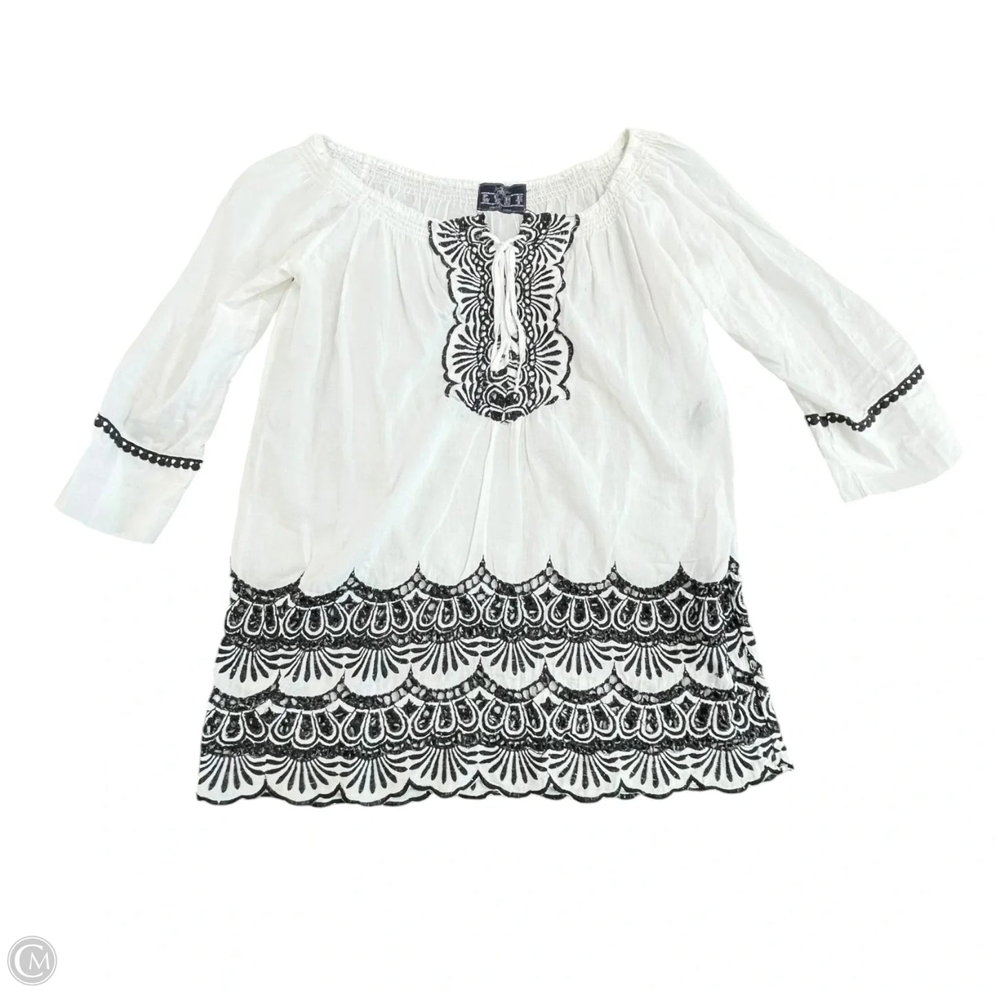 Top Short Sleeve By Cmc In Black & White, Size: S