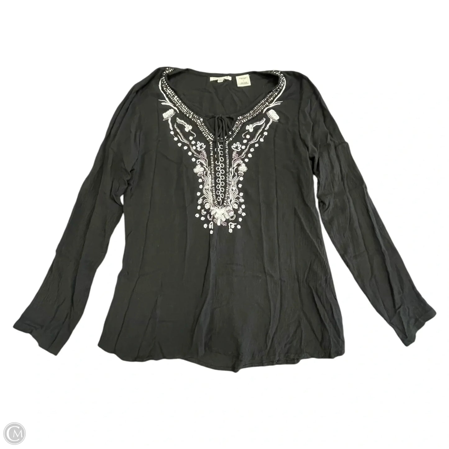 Blouse Long Sleeve By Clothes Mentor In Black, Size: L