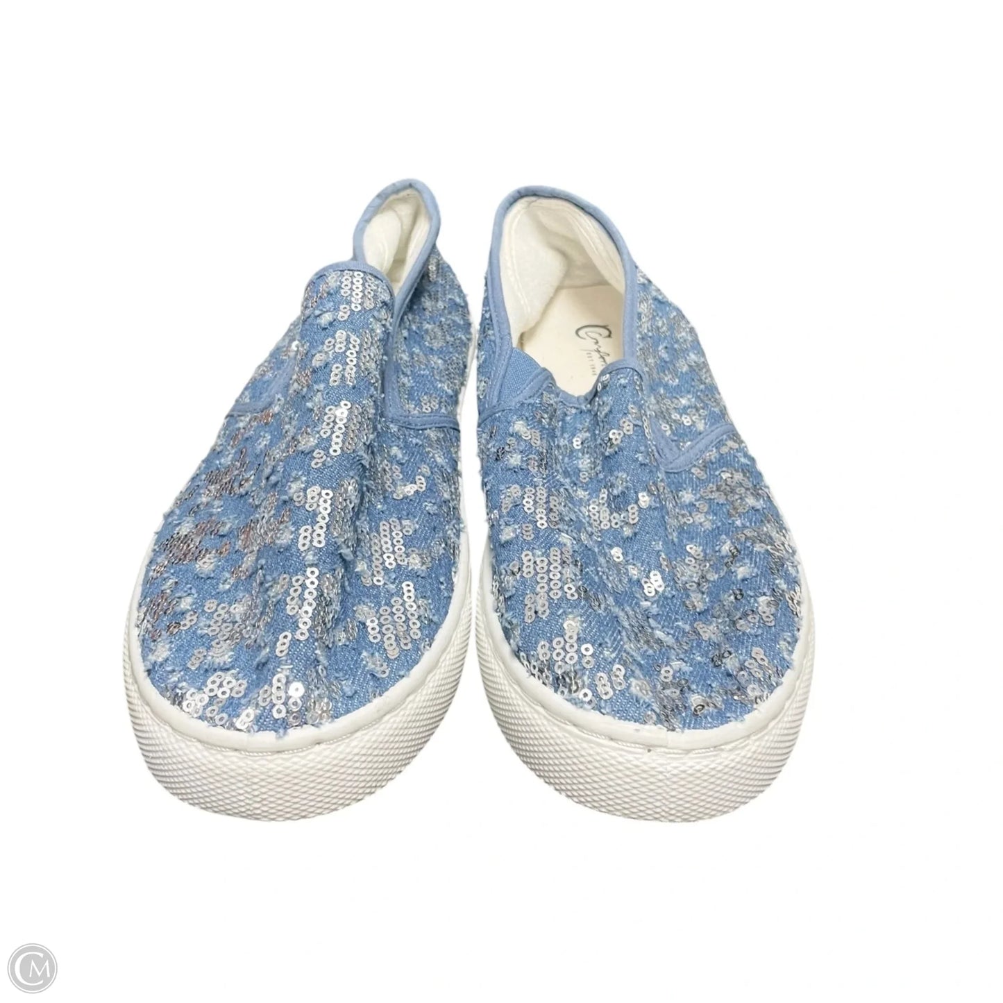 Shoes Sneakers By Cato In Blue & Silver, Size: 10