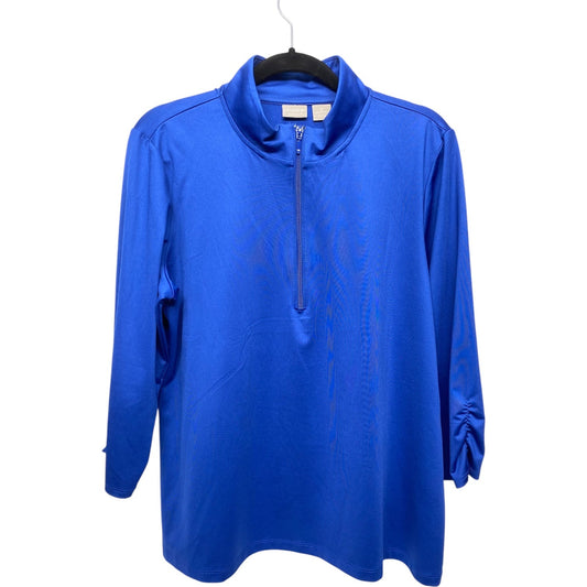 Athletic Top Long Sleeve Collar By Chicos In Blue, Size: Xl