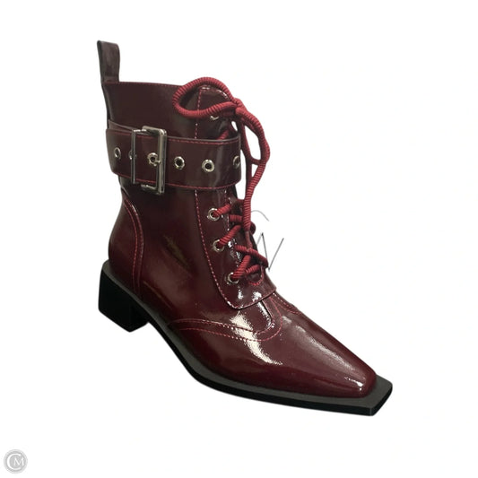 Boots Ankle Heels By MISSHEEL In Maroon, Size: 9