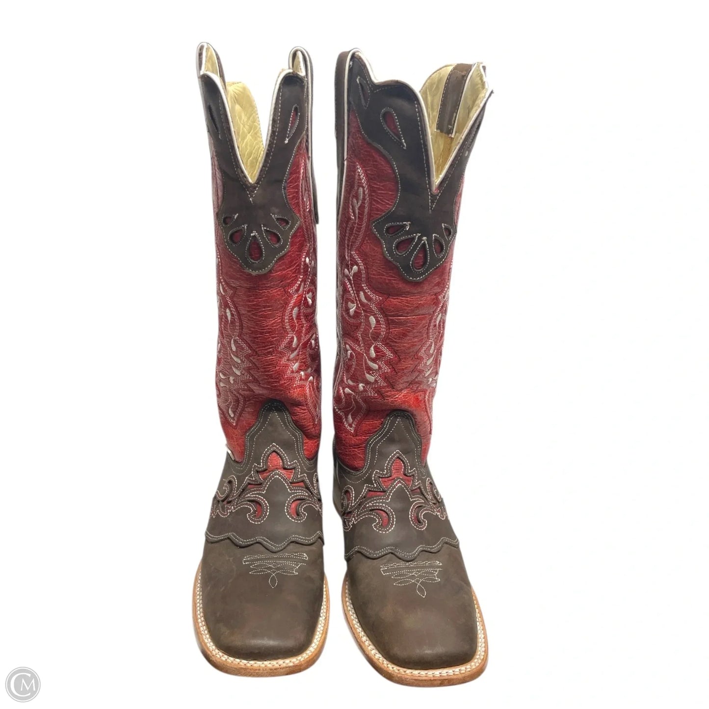 Boots Western By ROCKIN LEATHER -  In Brown & Red, Size: 9