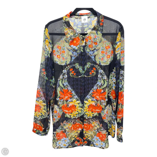Blouse Long Sleeve By Cabi In Multi-colored, Size: L