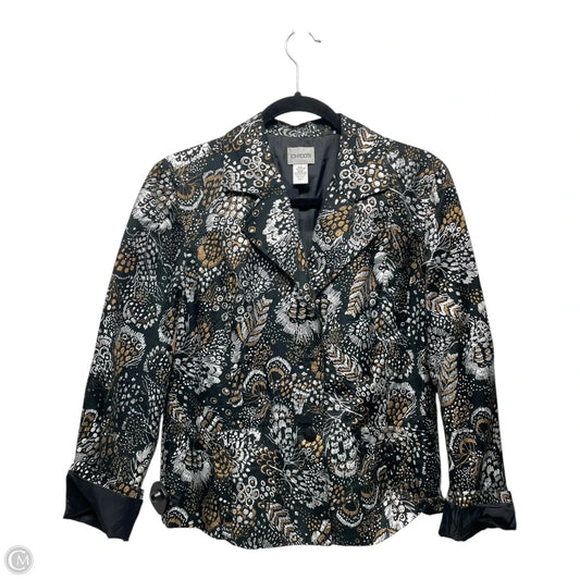 Blazer By Chicos In Black & Gold, Size: M