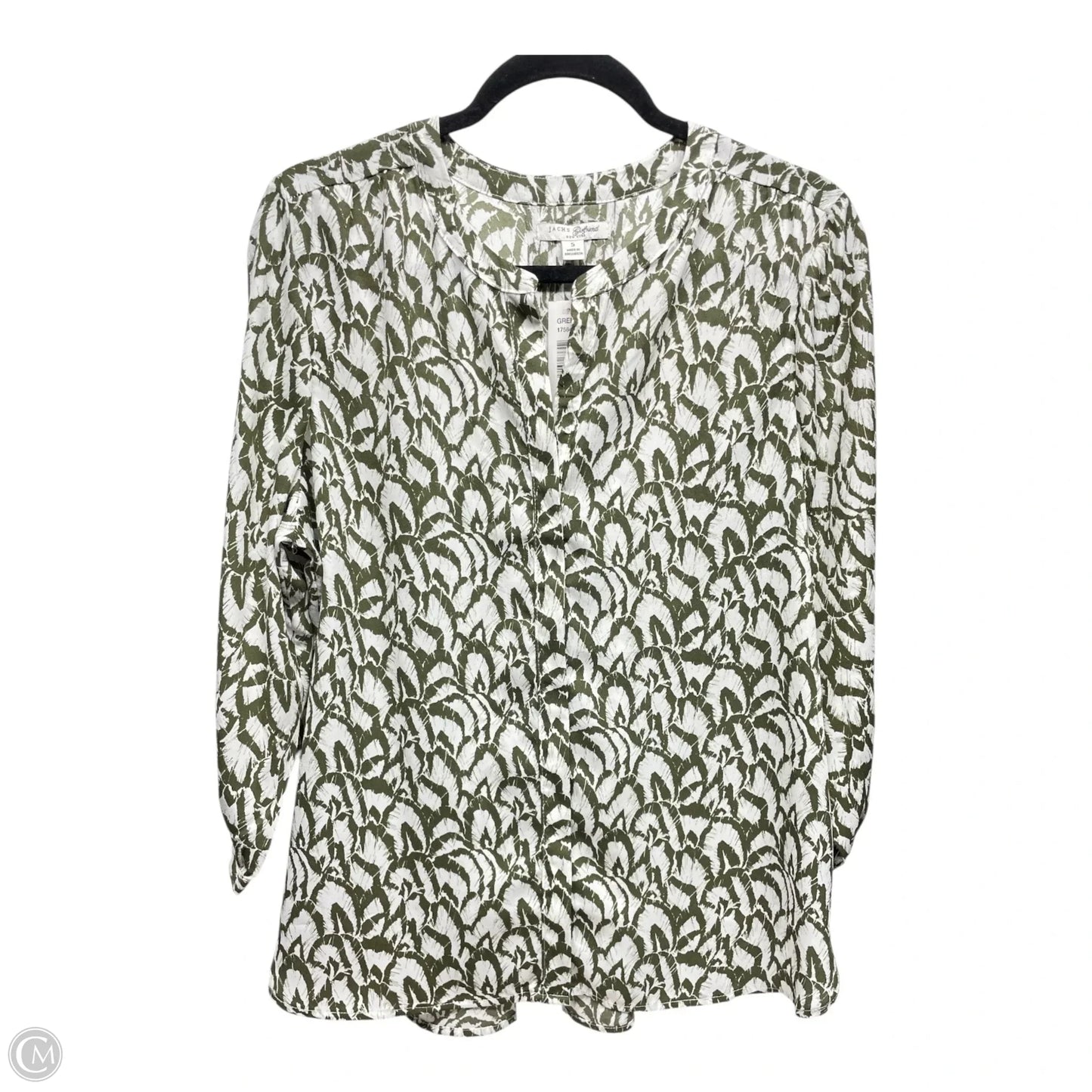 Blouse 3/4 Sleeve By Jachs Girlfirend In Green & White, Size: S