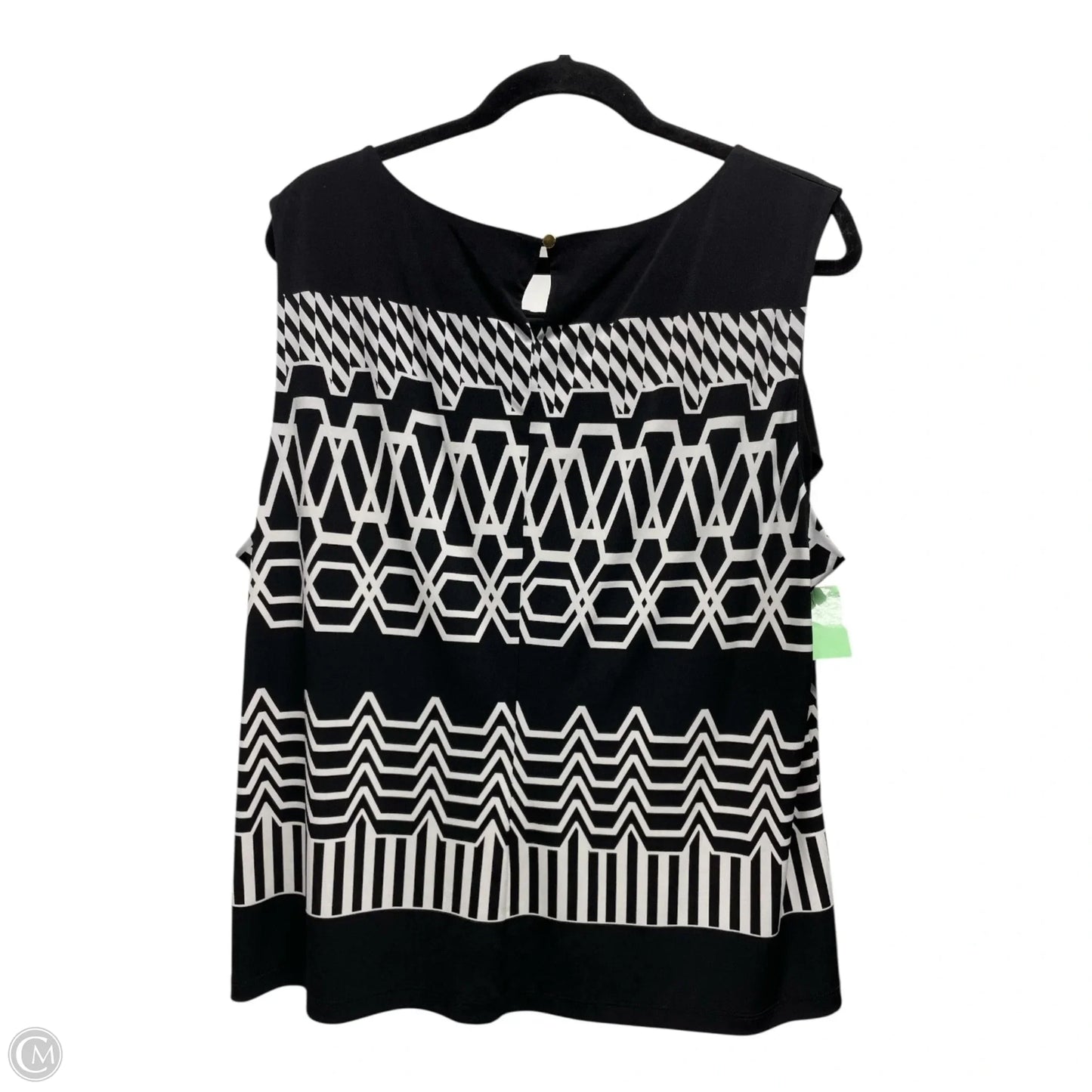 Top Sleeveless By Calvin Klein In Black & White, Size: Xl