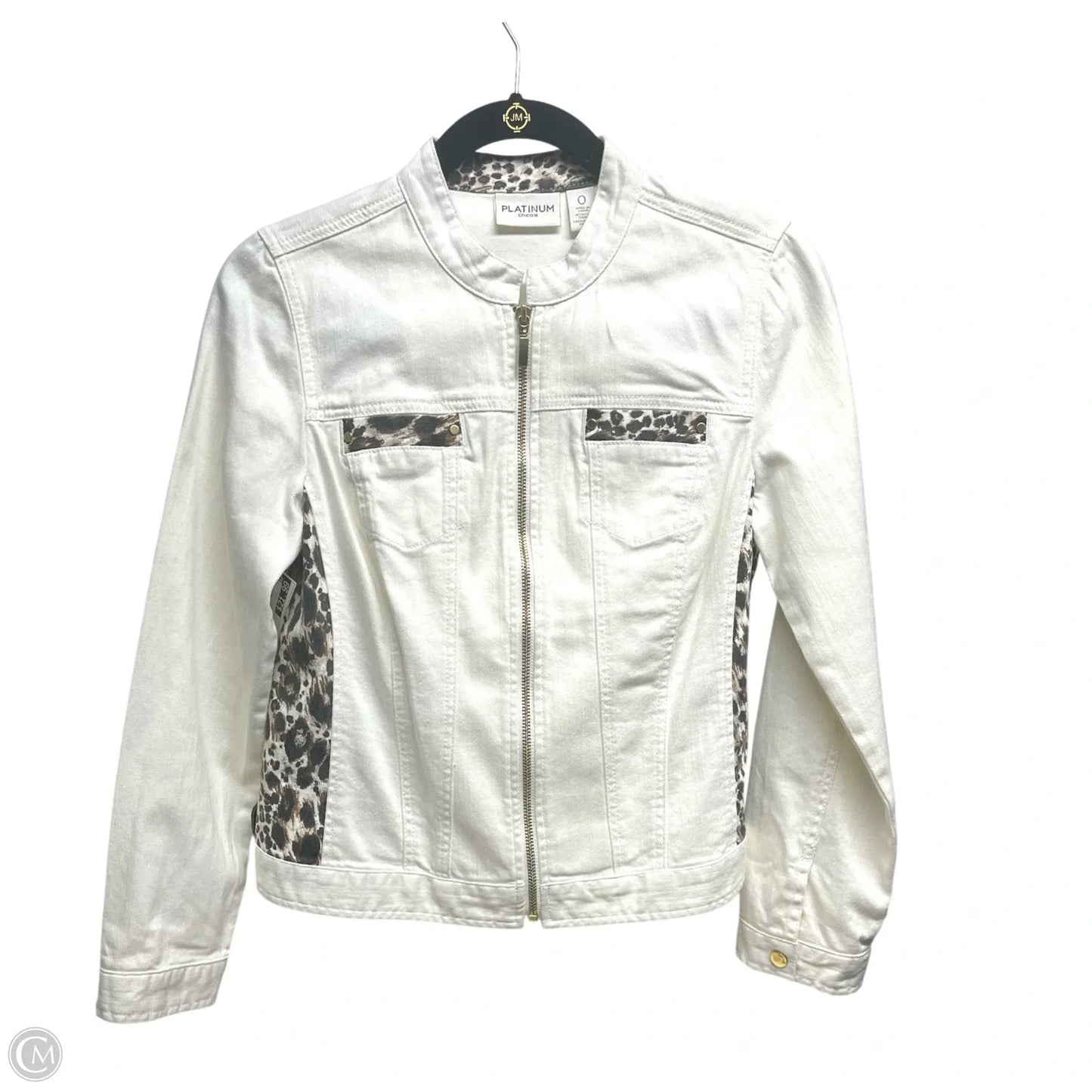 Jacket Denim By Chicos In Animal Print, Size: S
