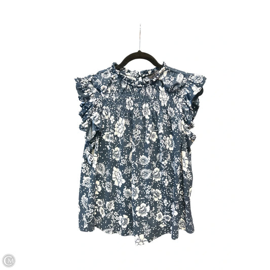 Top Short Sleeve By Fred David In Blue & White, Size: 2x