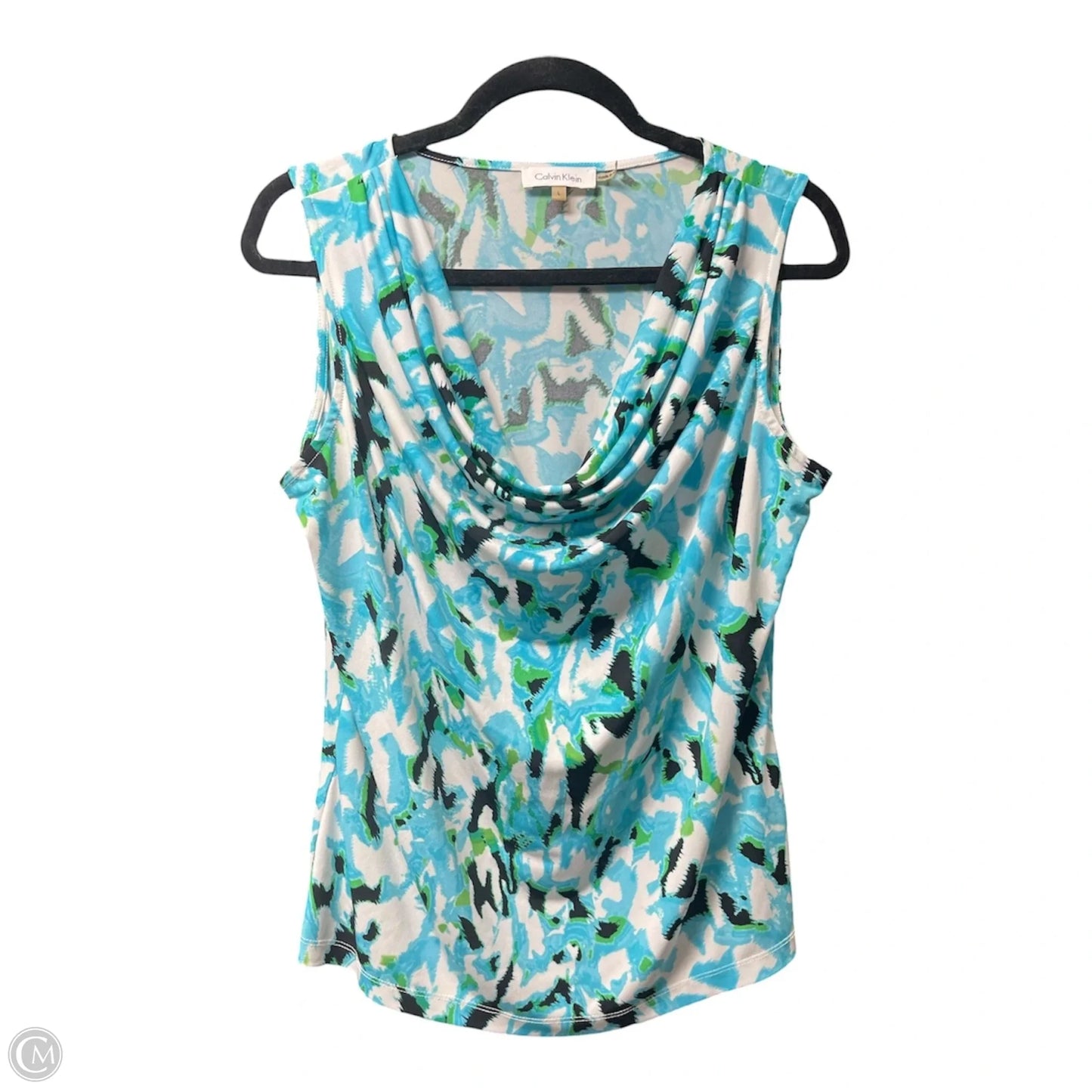 Top Sleeveless By Calvin Klein In Blue & Green, Size: L