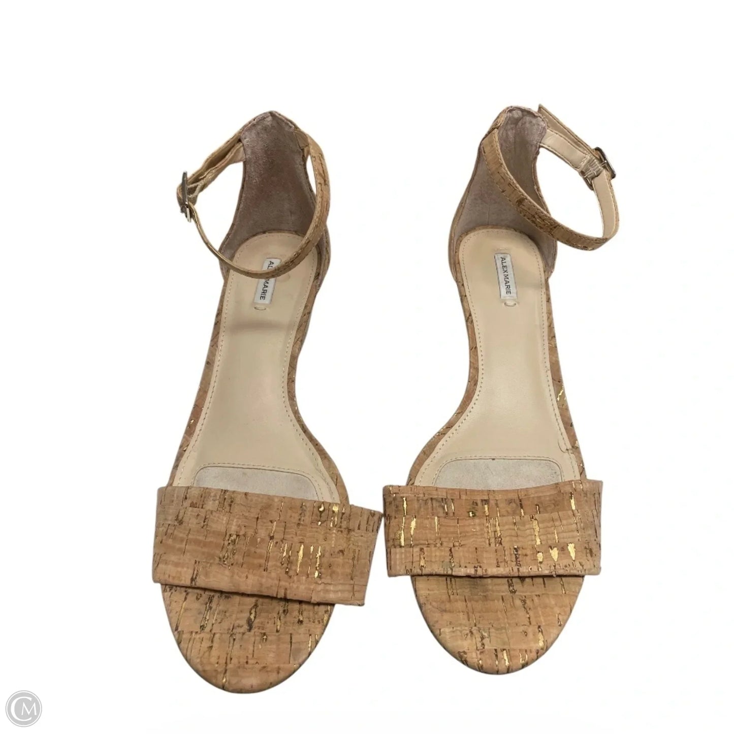 Sandals Heels Wedge By Alex Marie In Gold & Tan, Size: 9