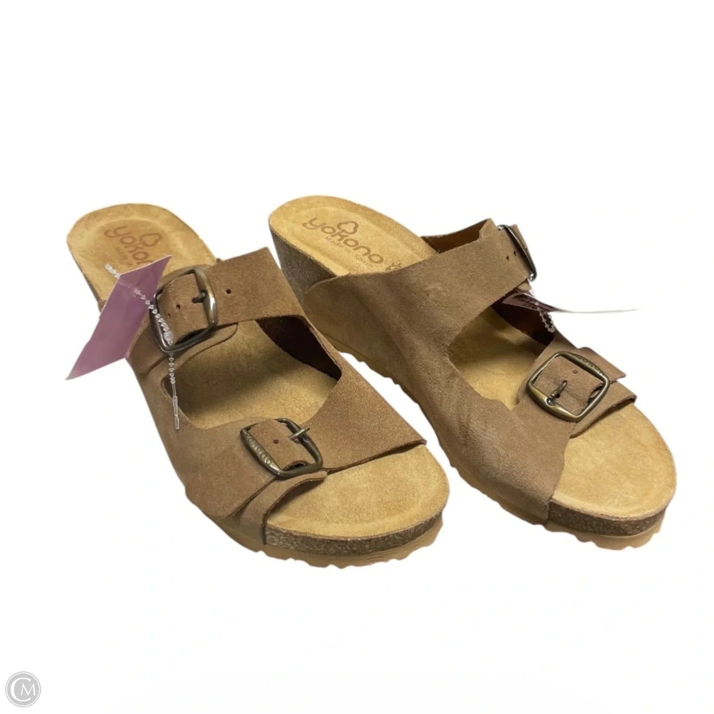 Sandals Heels Wedge By Clothes Mentor In Brown, Size: 9