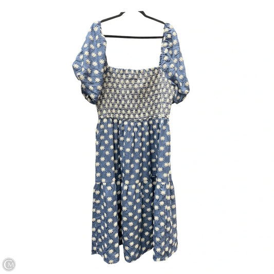 Dress Casual Short By LOVELO In Blue & Cream, Size: Xl