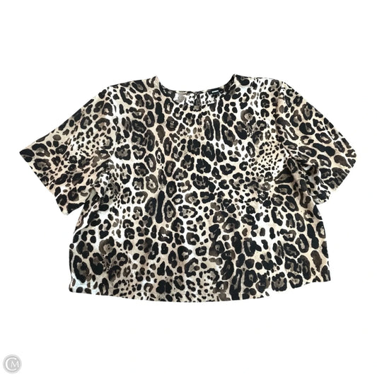 Top Short Sleeve By Express In Animal Print, Size: L