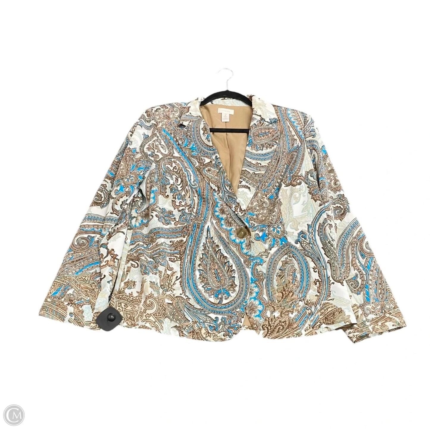 Blazer By Chicos In Blue & Brown, Size: L