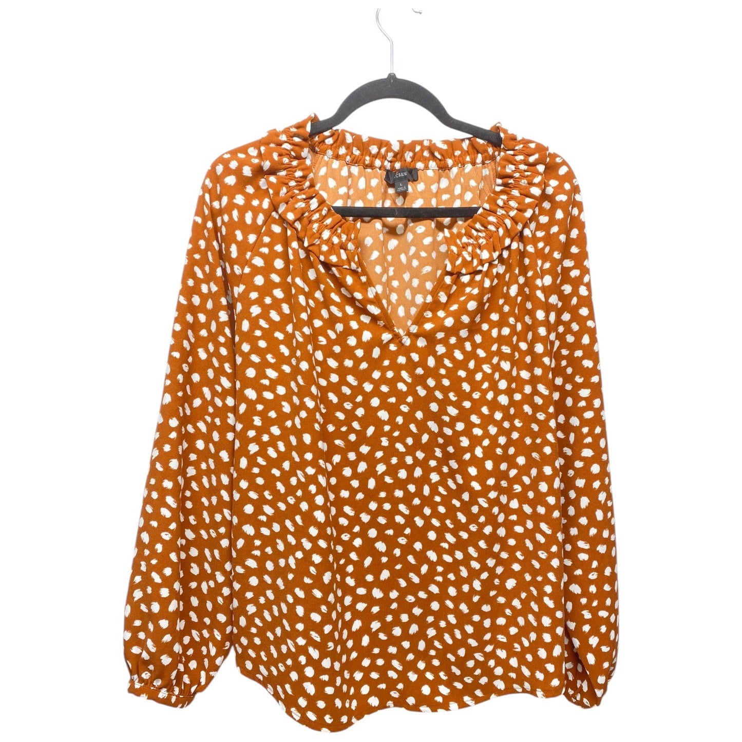 Top Long Sleeve By J. Crew In Orange & White, Size: L