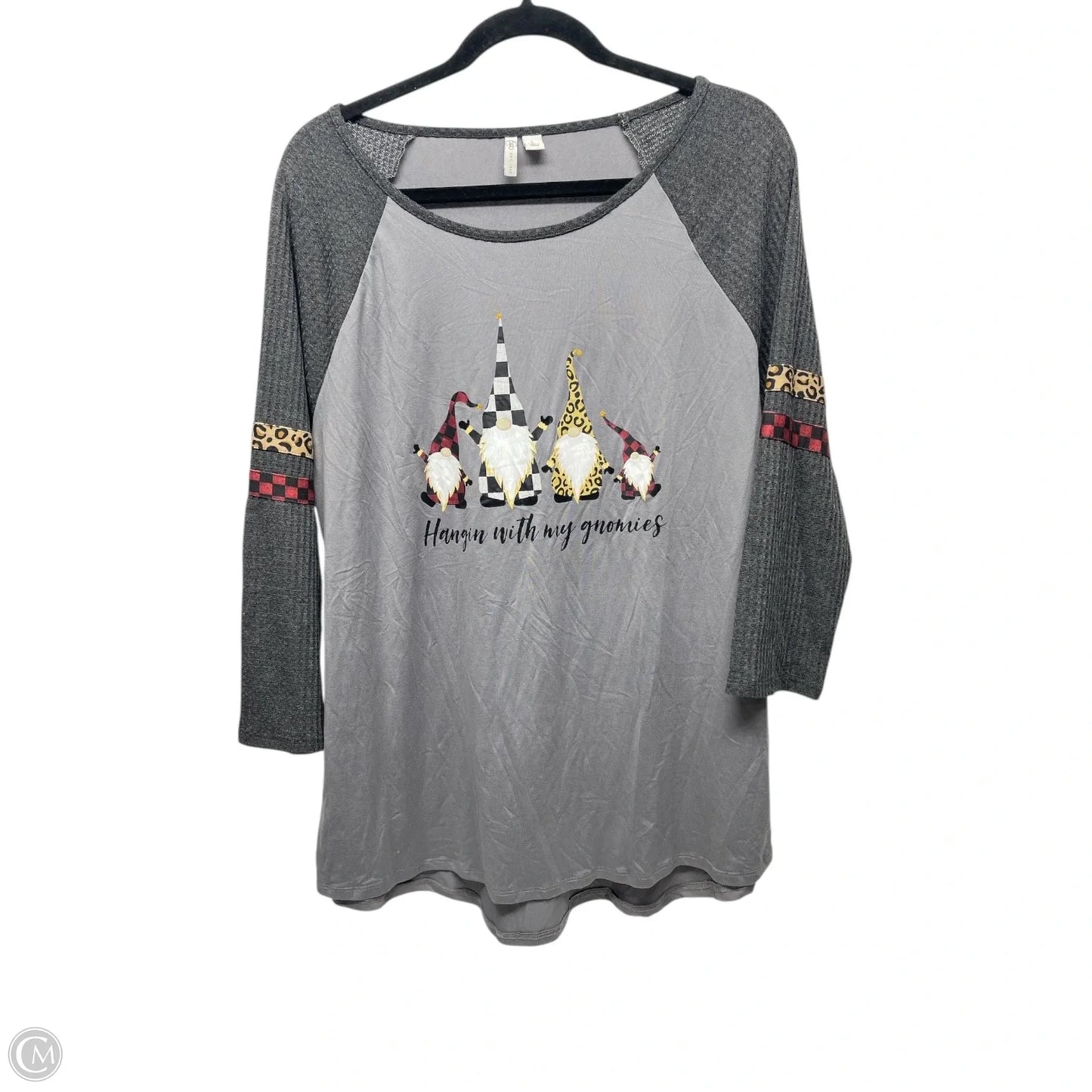 Top 3/4 Sleeve By Cato In Grey, Size: L