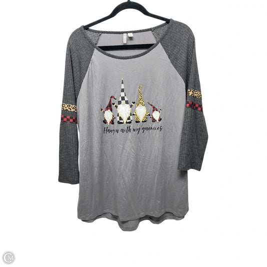 Top 3/4 Sleeve By Cato In Grey, Size: L