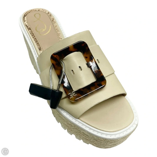Sandals Heels Block By Sam Edelman In Tan & White, Size: 8