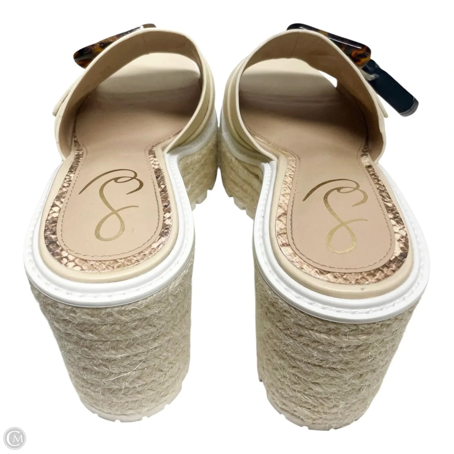 Sandals Heels Block By Sam Edelman In Tan & White, Size: 8