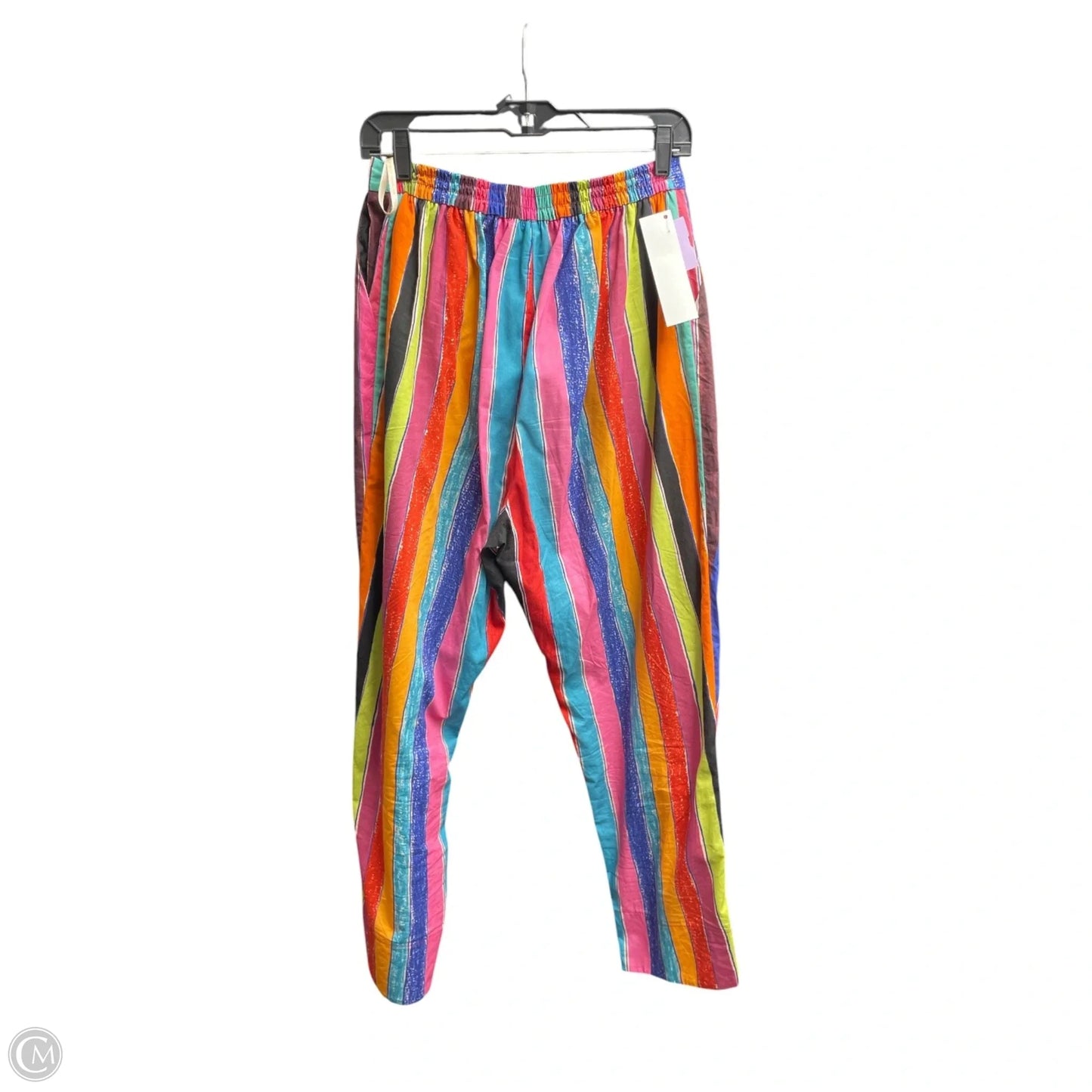 Pants Designer By Farm Rio In Striped Pattern, Size: L
