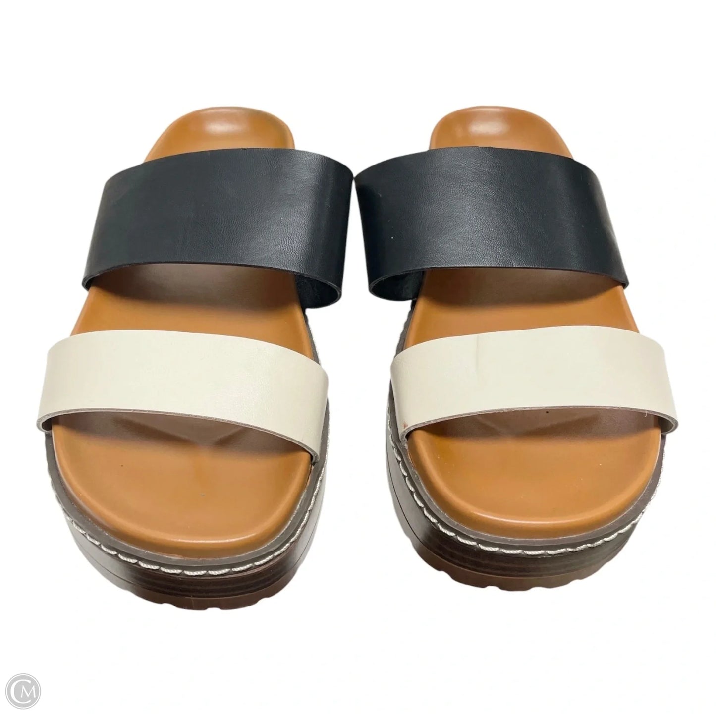 Sandals Flats By Me Too In Black & Cream, Size: 6