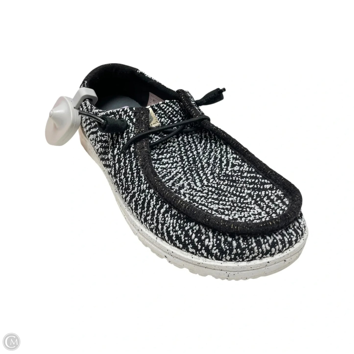 Shoes Flats By Hey Dude In Black & White, Size: 7