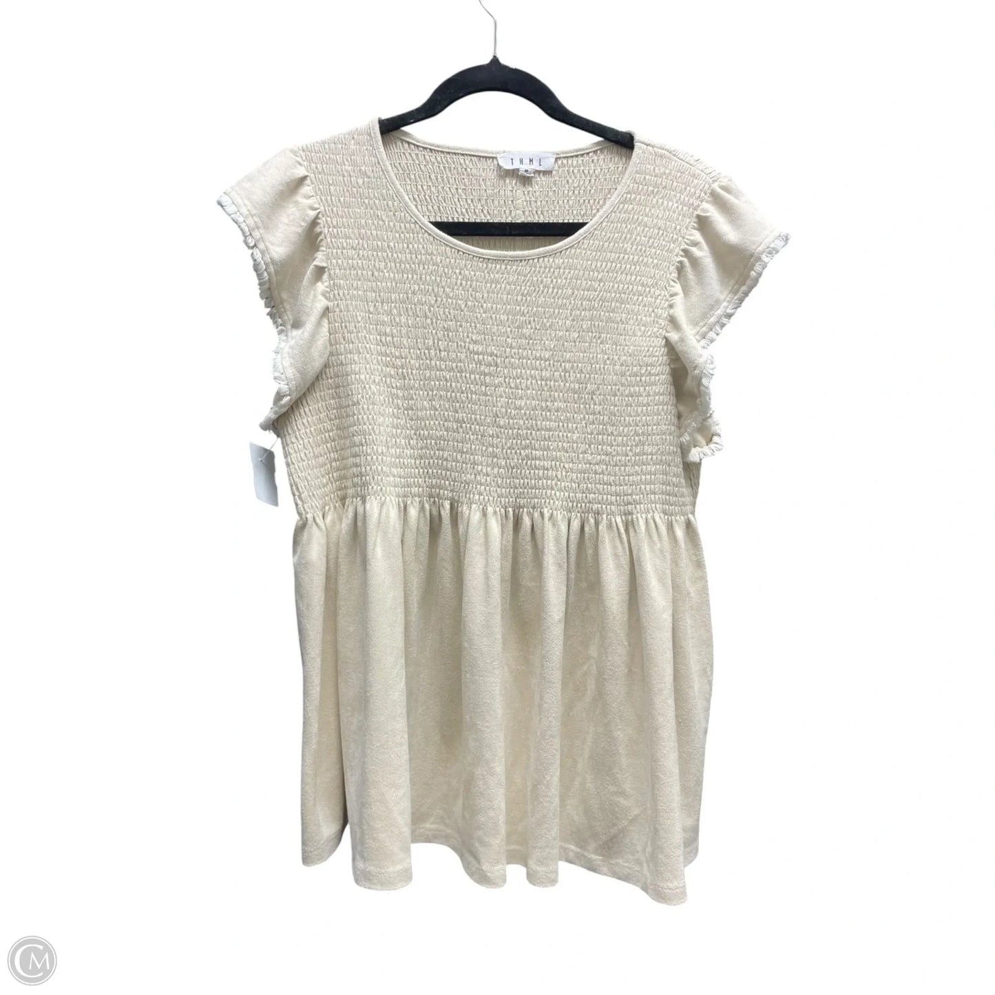 Top Short Sleeve By Thml In Beige, Size: M