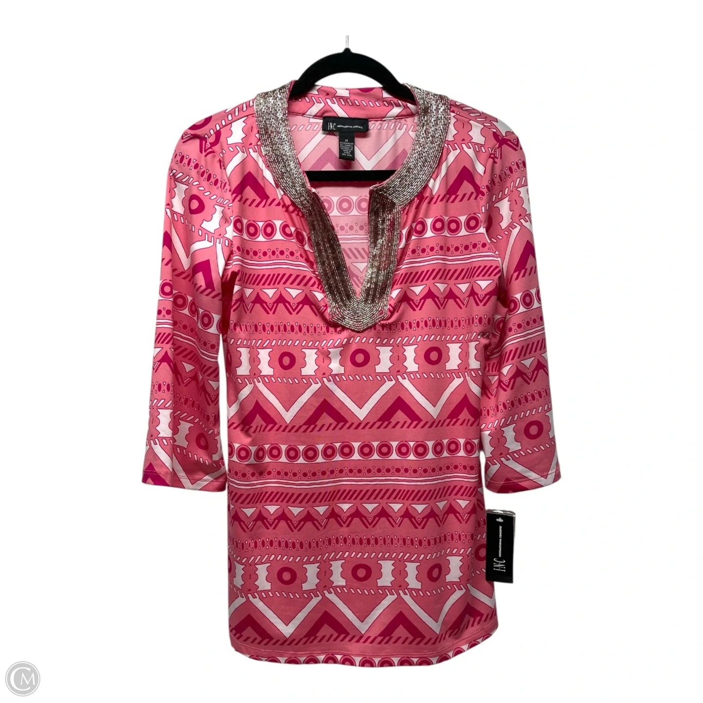 Top 3/4 Sleeve By International Concepts In Pink, Size: M