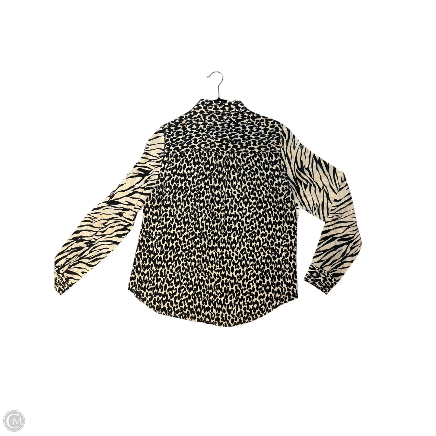 Top Long Sleeve By Karen Kane In Black & Cream, Size: S