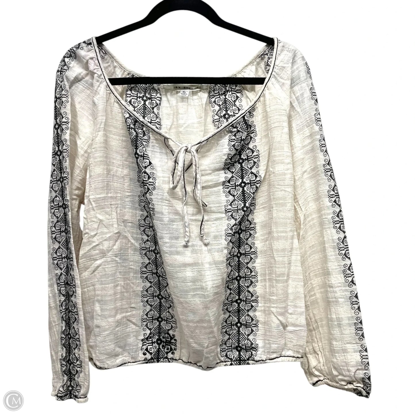 Top Long Sleeve By Max Studio In Black & Cream, Size: Xl