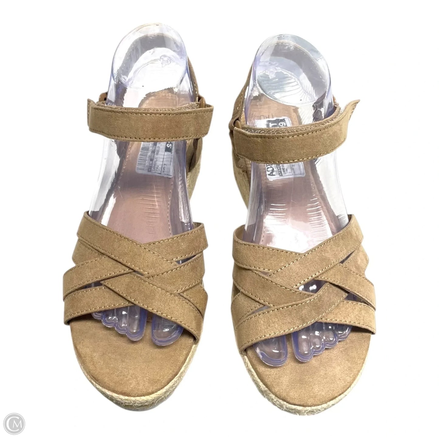 Sandals Heels Wedge By Time And Tru In Tan, Size: 7