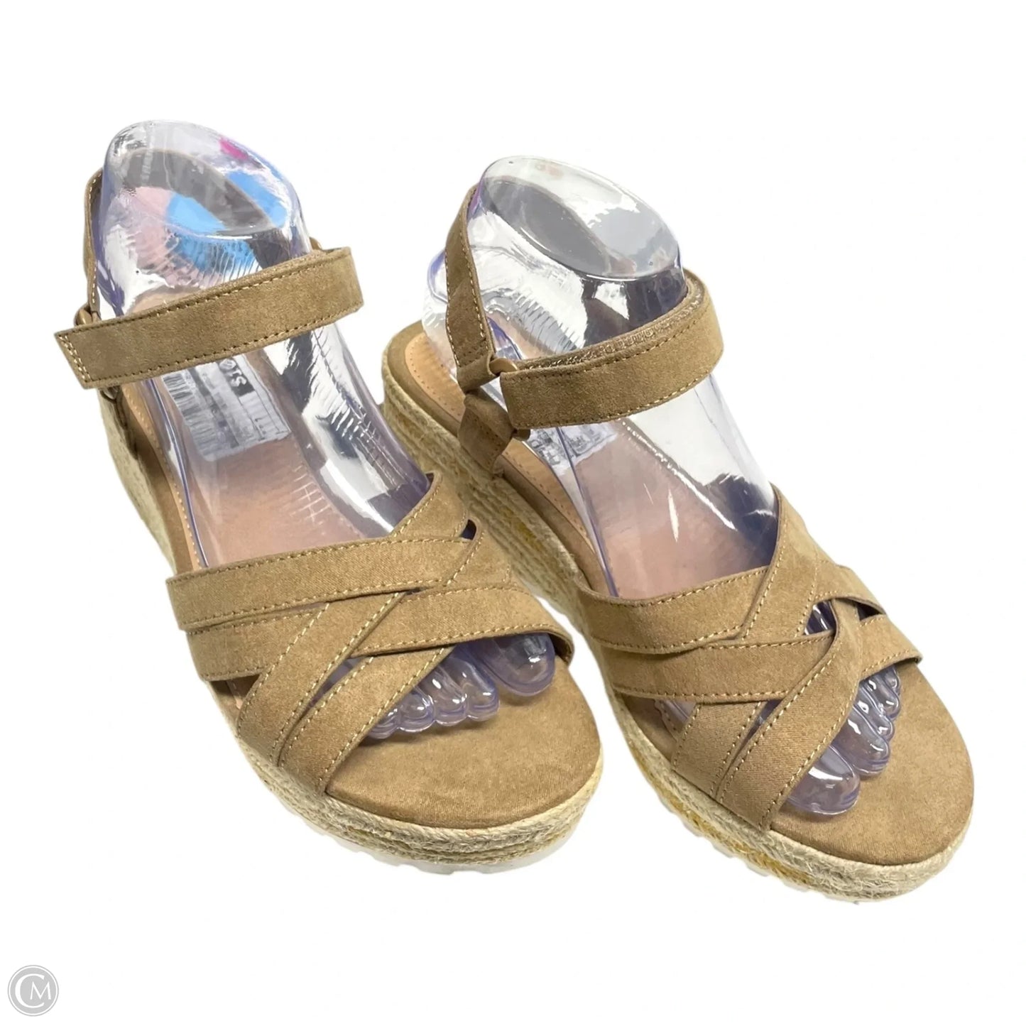 Sandals Heels Wedge By Time And Tru In Tan, Size: 7