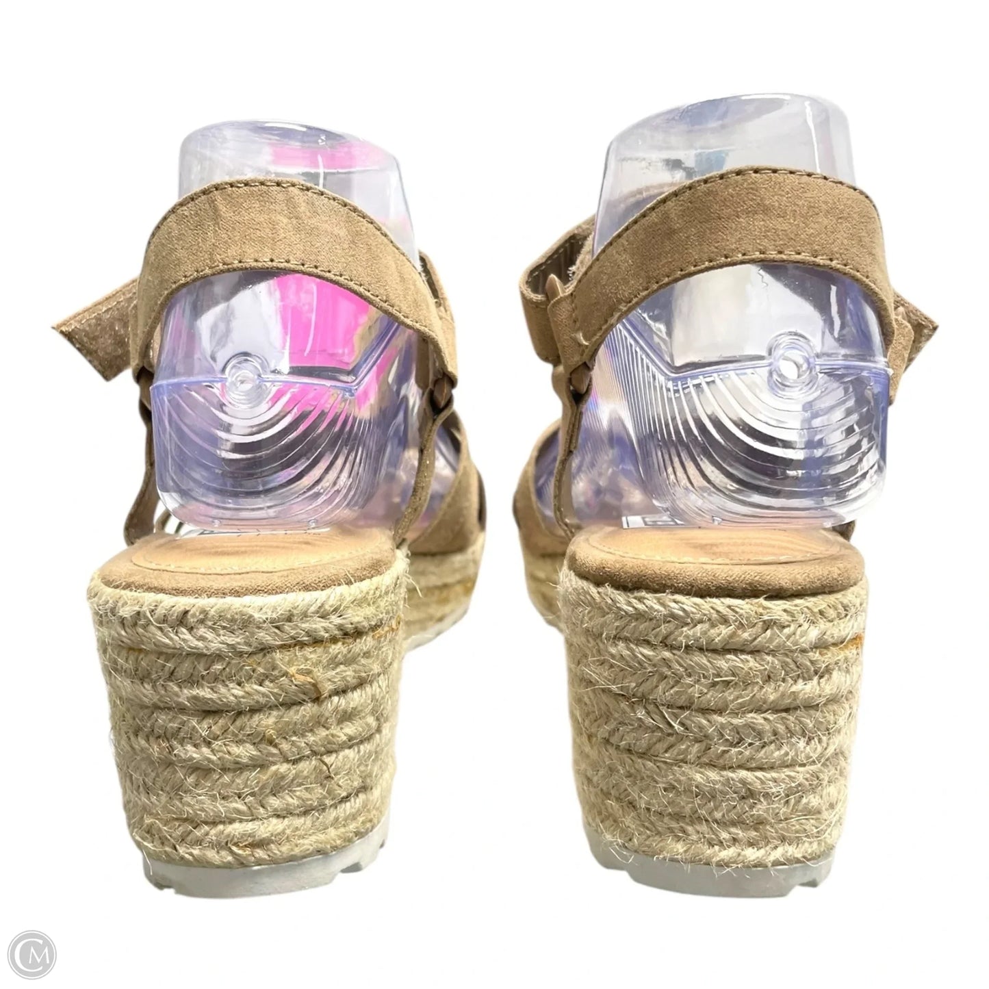 Sandals Heels Wedge By Time And Tru In Tan, Size: 7